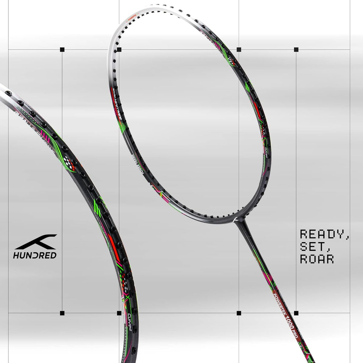 Hundred Powertek 1000 Pro badminton racket built for high tension and powerful performance.