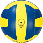 COSCO Volleyball Conquer game ball on a volleyball court, highlighting its vibrant color and high-quality construction.