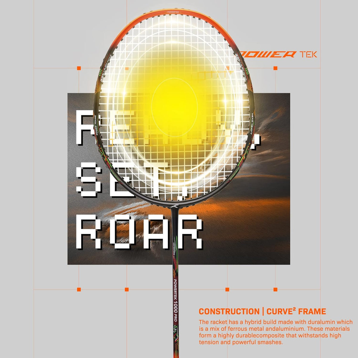 Hundred Powertek 1000 Pro badminton racket built for high tension and powerful performance.