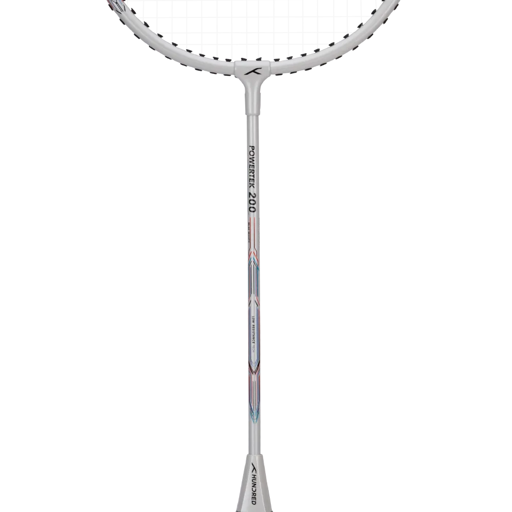 Hundred Powertek 200 badminton racket designed for quick swing control.