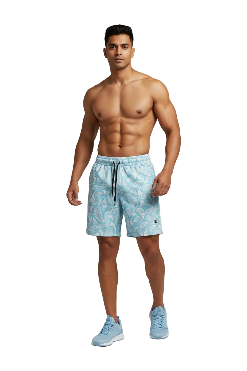 Stylish paisley summer shorts with breathable fabric, relaxed fit, and vibrant pattern for casual wear