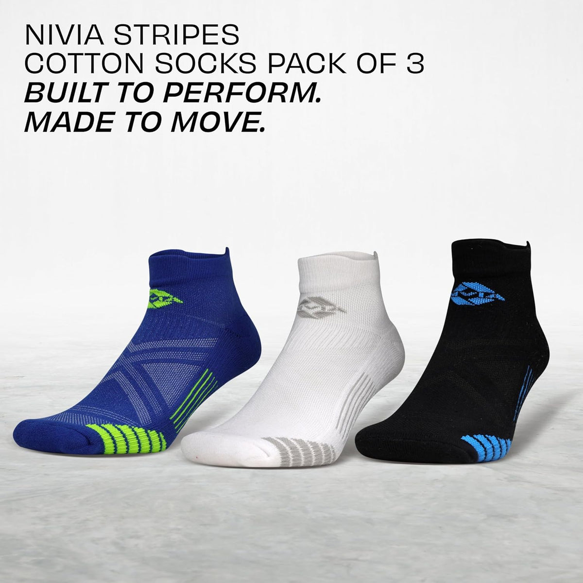 Nivia Ankle Socks Stripes 2.0 (Pack of 3)