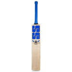 SS Custom English Willow cricket bat displayed on a cricket field, showcasing its fine grain structure and ergonomic handle.