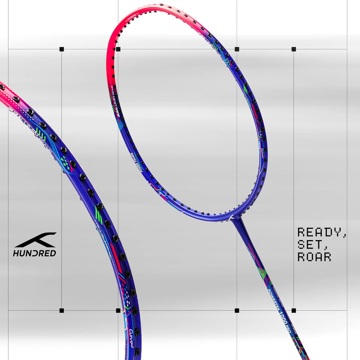 Hundred Powertek 1000 Pro badminton racket built for high tension and powerful performance.
