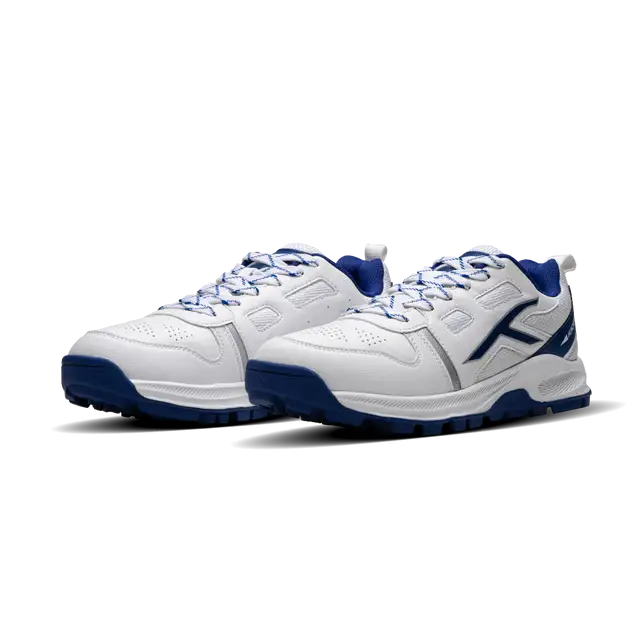 Close-up of Hundred Hyperturf cricket shoes featuring durable sole grip and sleek athletic design.