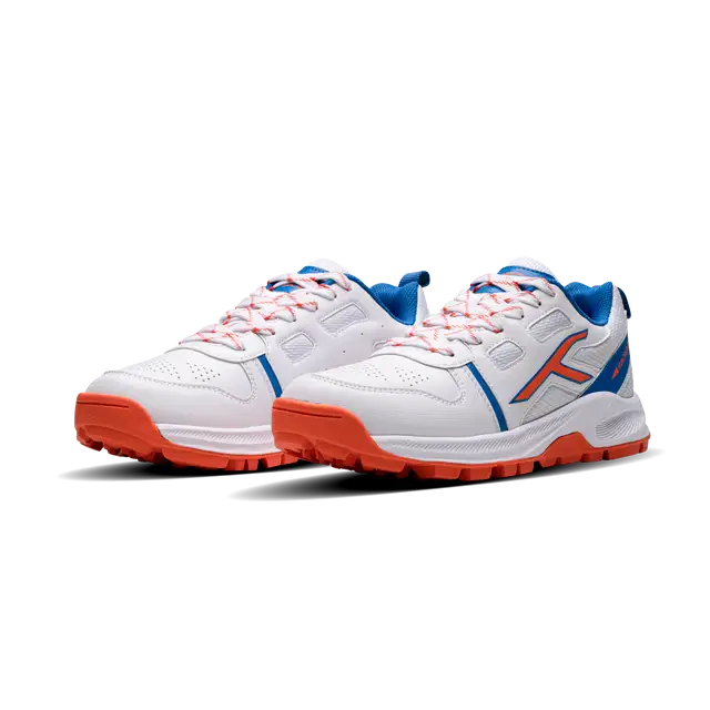 Close-up of Hundred Hyperturf cricket shoes featuring durable sole grip and sleek athletic design.