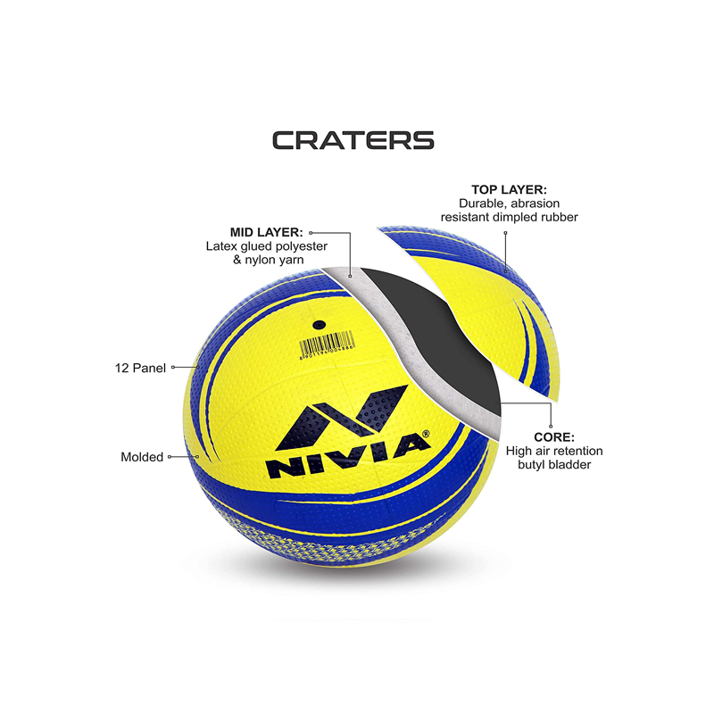 Nivia Craters Moulded Volleyball(Size 4, Yellow/Blue)