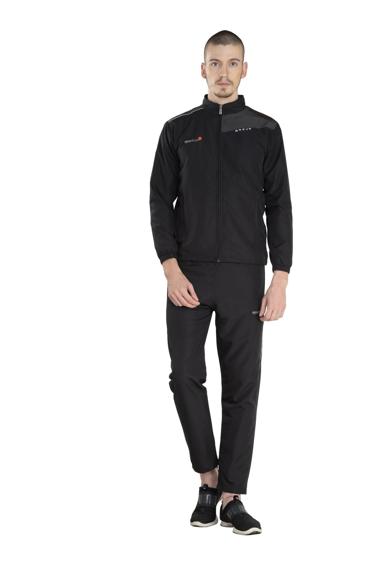 Sport Sun Micro Poly Black Track Suit For Men