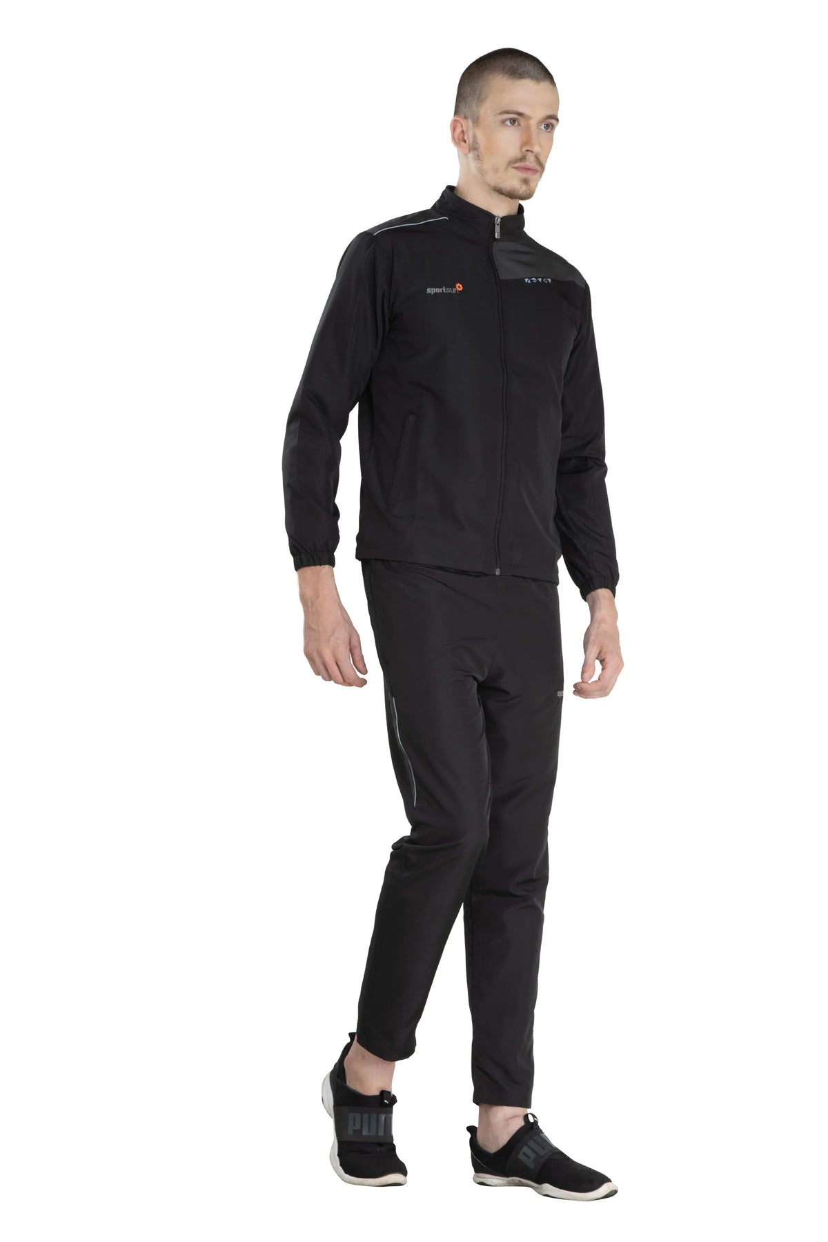 Sport Sun Micro Poly Black Track Suit For Men