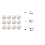 Hard Plastic Cricket Ball White 80 grams (Pack of 6)