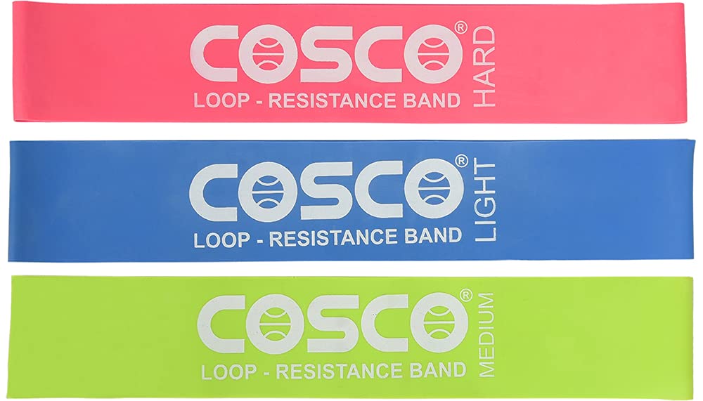 Cosco Latex Resistance Band - Loop (Set of 3, Light, Medium, Hard)