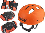 Cosco 4 in 1 Protection Set including knee pads, elbow pads, and wrist guards arranged neatly on a surface, showcasing their robust design.