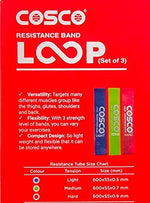 Cosco Latex Resistance Band - Loop (Set of 3, Light, Medium, Hard)