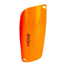 Close-up view of Cosco Shin Guard Rocky showcasing its durable outer shell and secure Velcro straps for optimal protection during soccer or football matches.