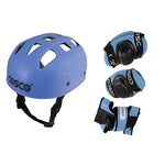Cosco 4 in 1 Protection Set including knee pads, elbow pads, and wrist guards arranged neatly on a surface, showcasing their robust design.