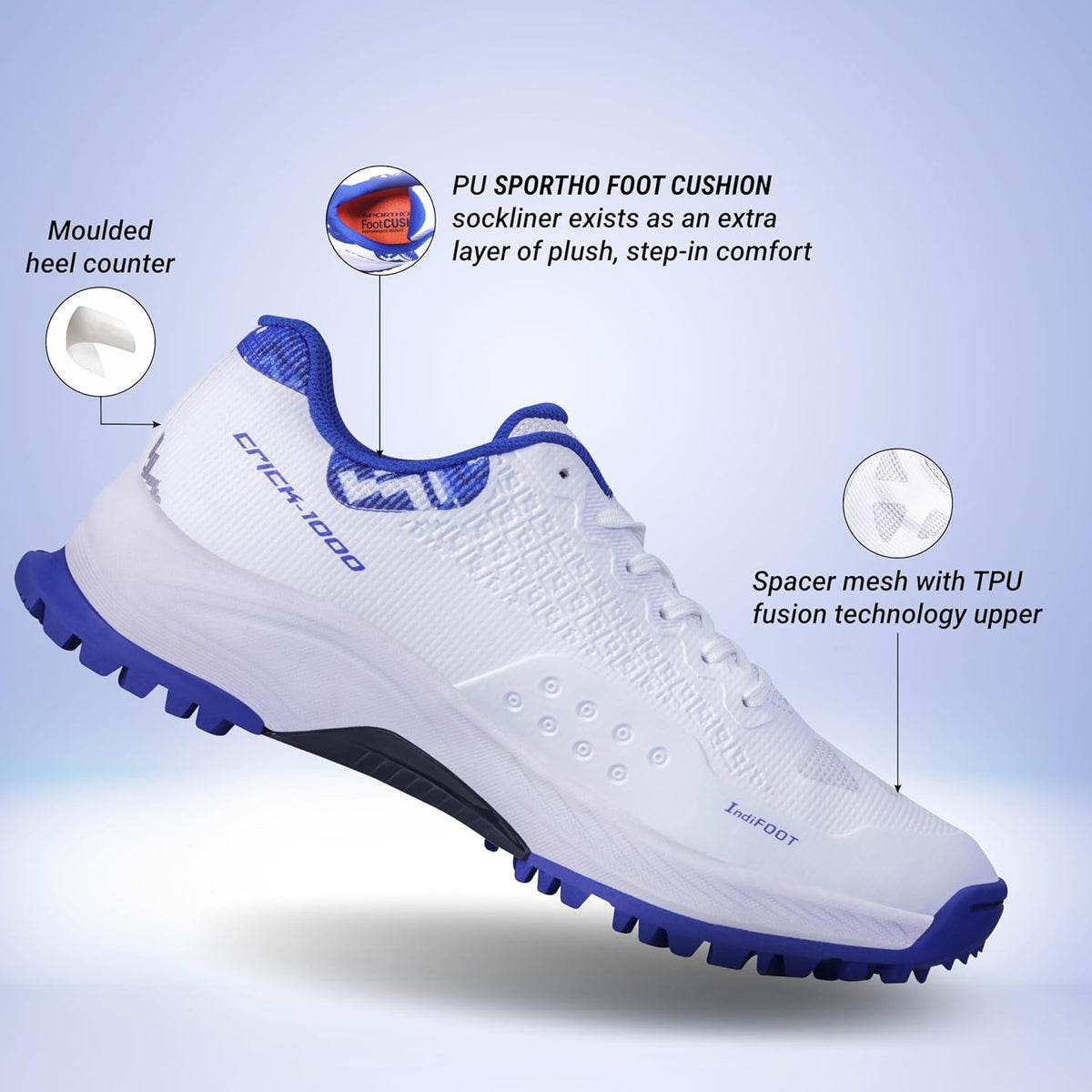 Nivia Cricket Shoes Crick-1000 featuring advanced grip technology for superior traction and performance on the cricket field.