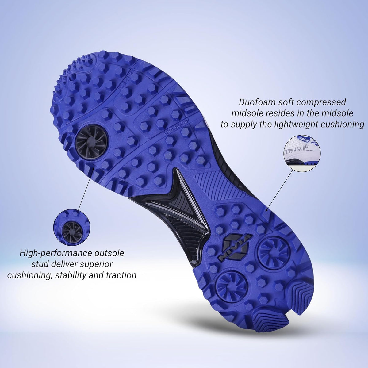 Nivia Cricket Shoes Crick-1000 featuring advanced grip technology for superior traction and performance on the cricket field.