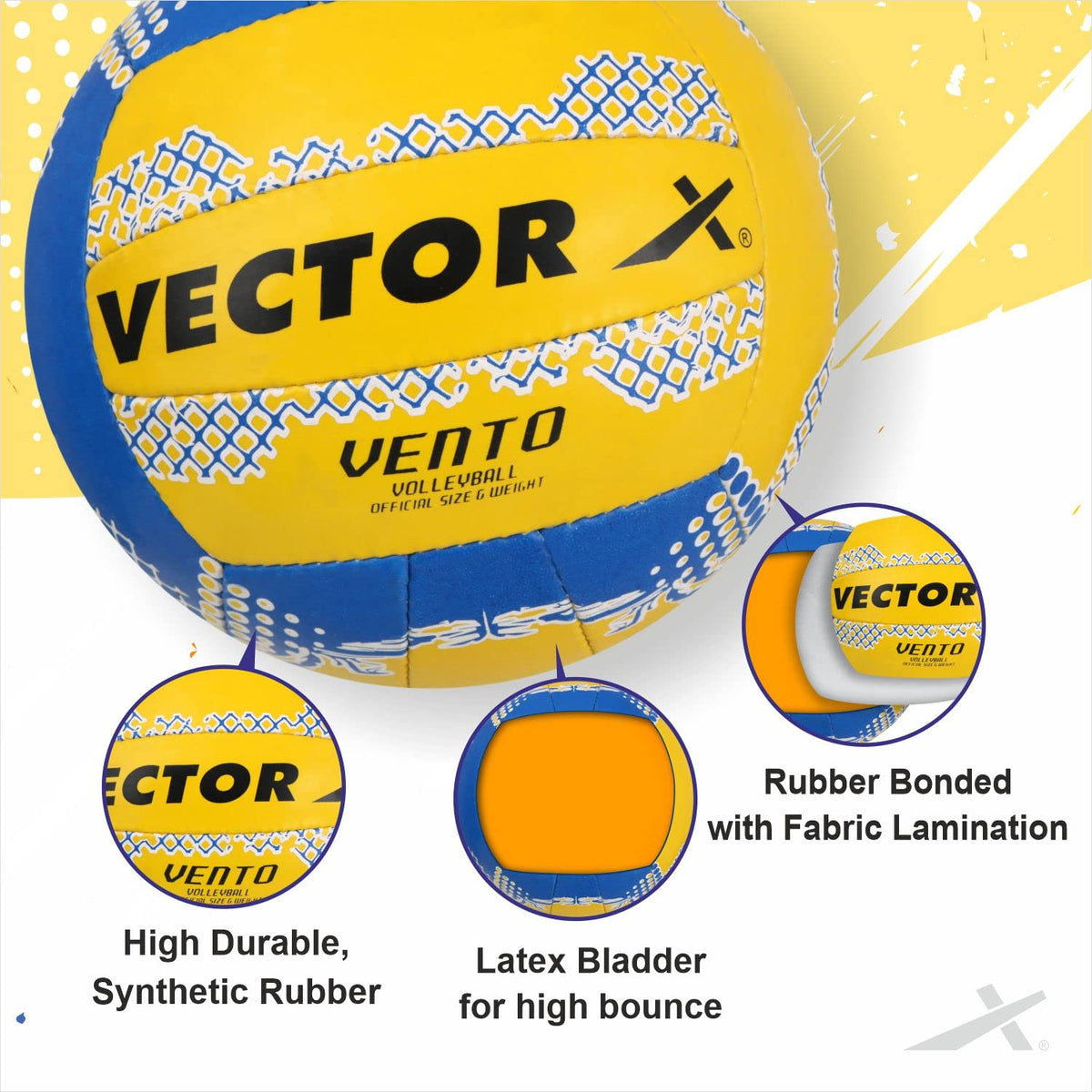 Vector-X Volleyball H/S Vento -18P (Yellowl/Blue)