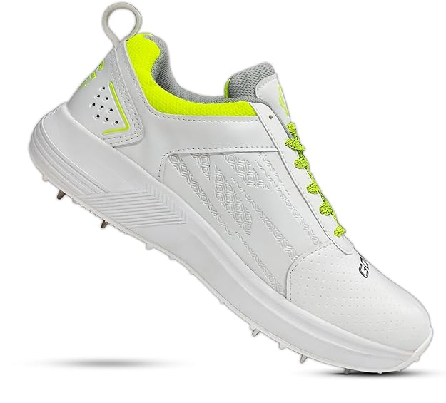 Close-up of Gowin Tyro Spike Shoes designed for cricket, featuring high-traction metal spikes and durable material.