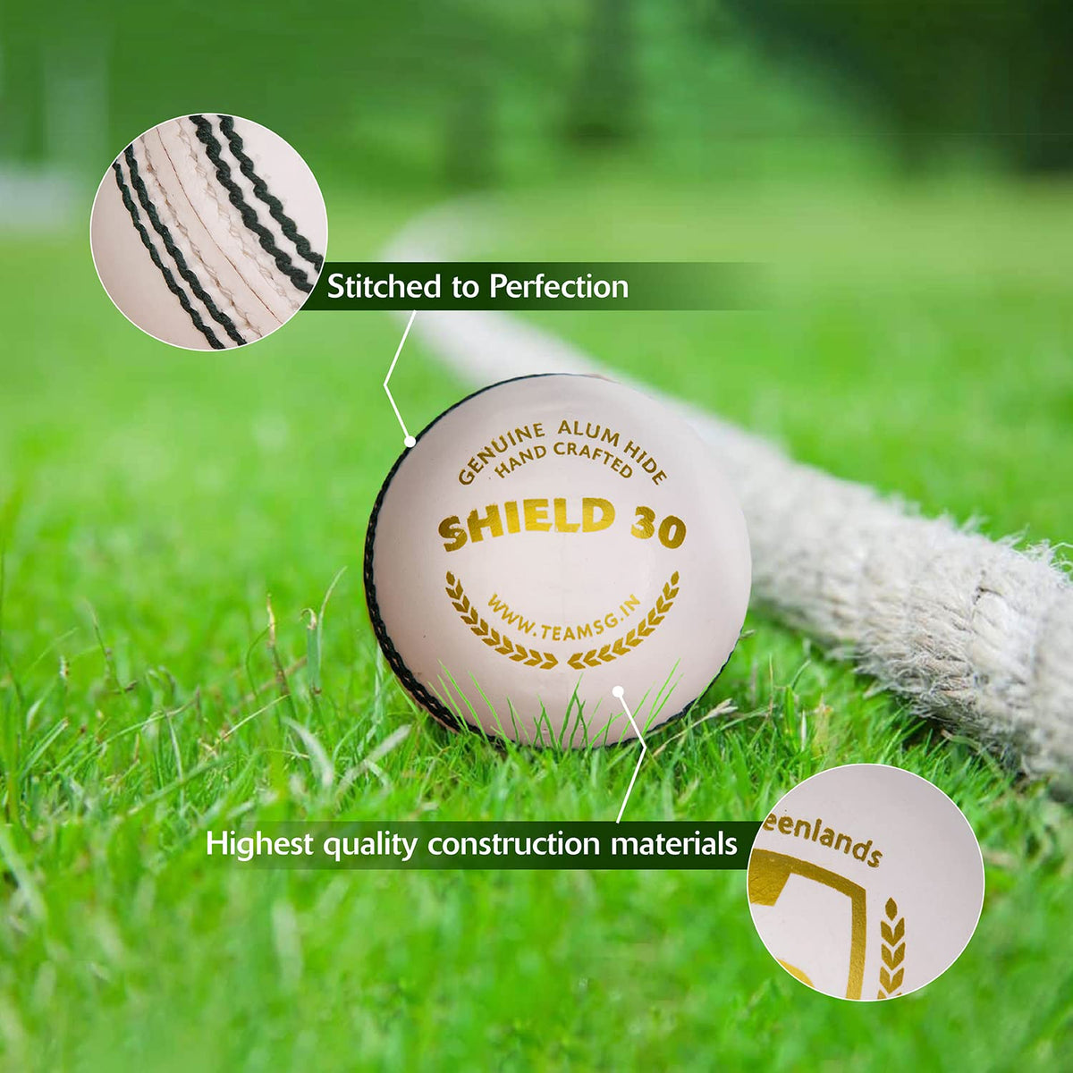 SG Shield 30 White Leather Ball