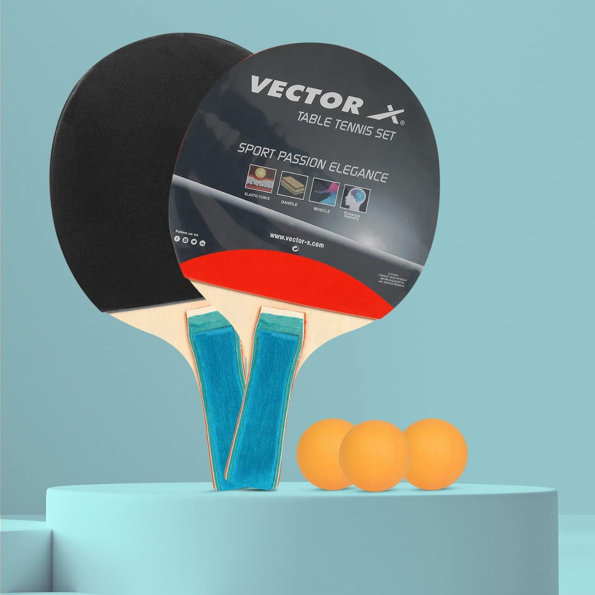 Vector X Combo Set of Table Tennis (Pack of 2 Bat and 3 Balls)