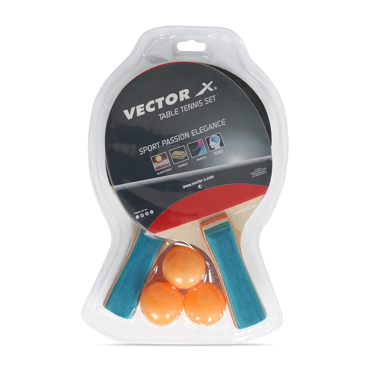 Vector X Combo Set of Table Tennis (Pack of 2 Bat and 3 Balls)