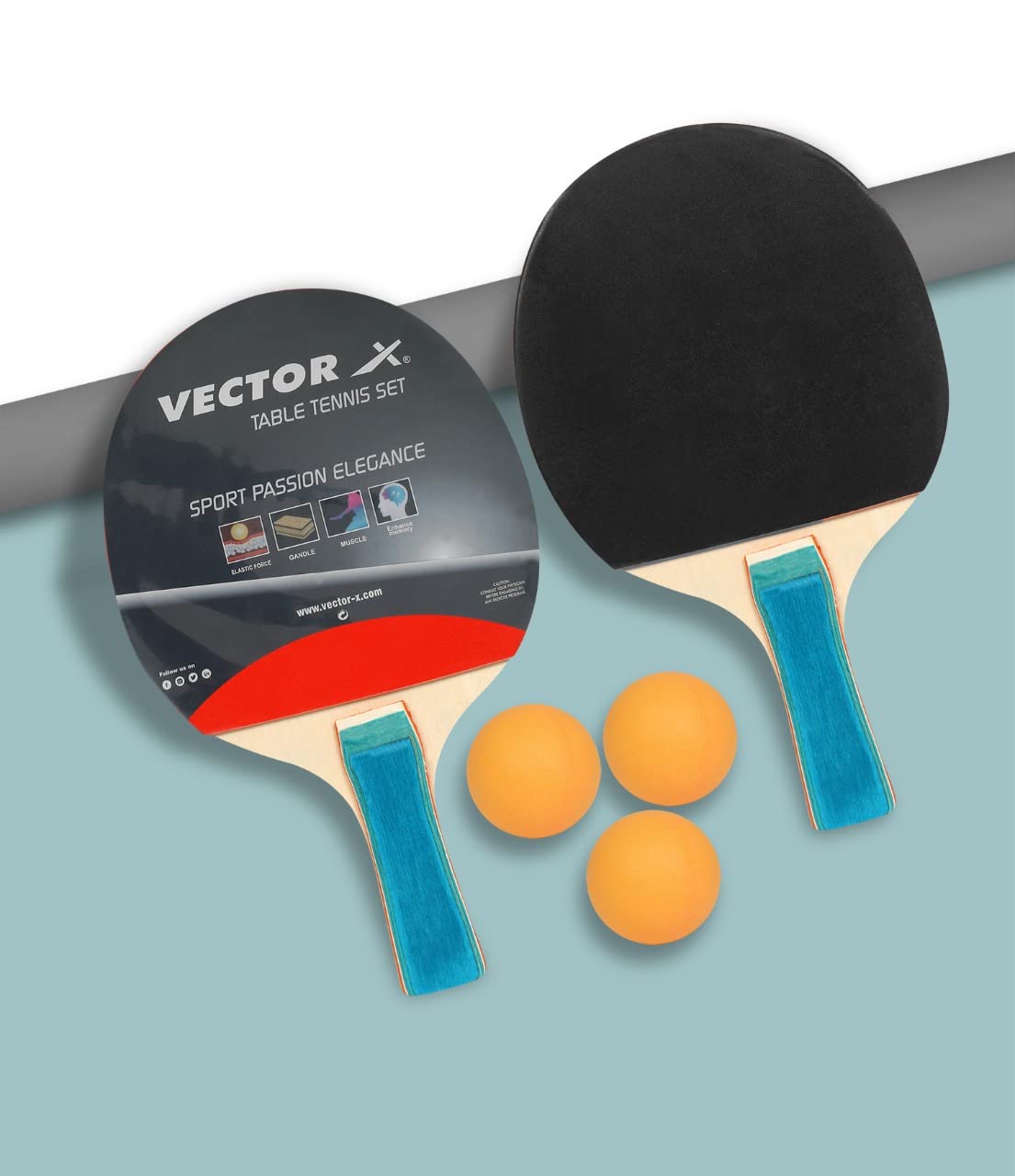 Vector X Combo Set of Table Tennis (Pack of 2 Bat and 3 Balls)