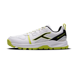 Close-up of Hundred Hyperturf cricket shoes featuring durable sole grip and sleek athletic design.