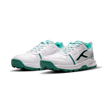 Close-up of Hundred Hyperturf cricket shoes featuring durable sole grip and sleek athletic design.