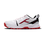 Close-up of Hundred Hyperturf cricket shoes featuring durable sole grip and sleek athletic design.