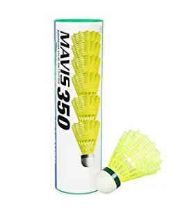 Yonex Mavis 350 Green Cap Nylon Shuttlecock-Pack of 6 (Yellow)